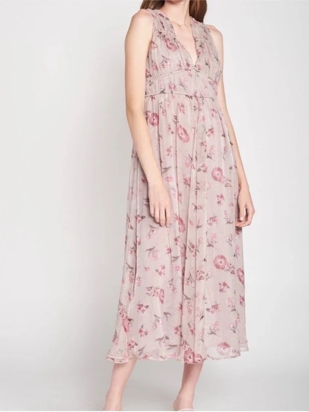 En Saison Anita Floral Print Chiffon Midi Dress - Size Small